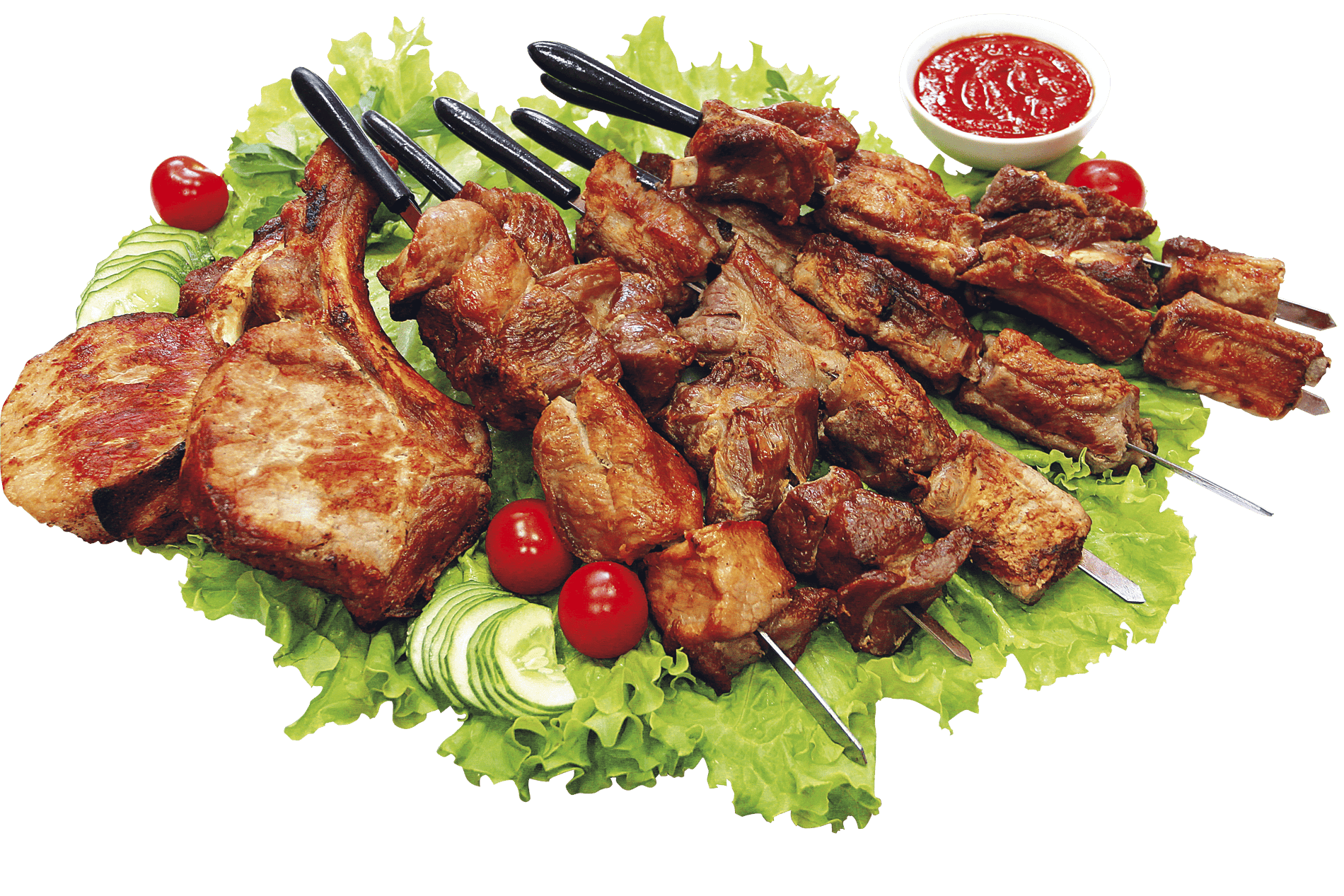 Brochetas con ensalada